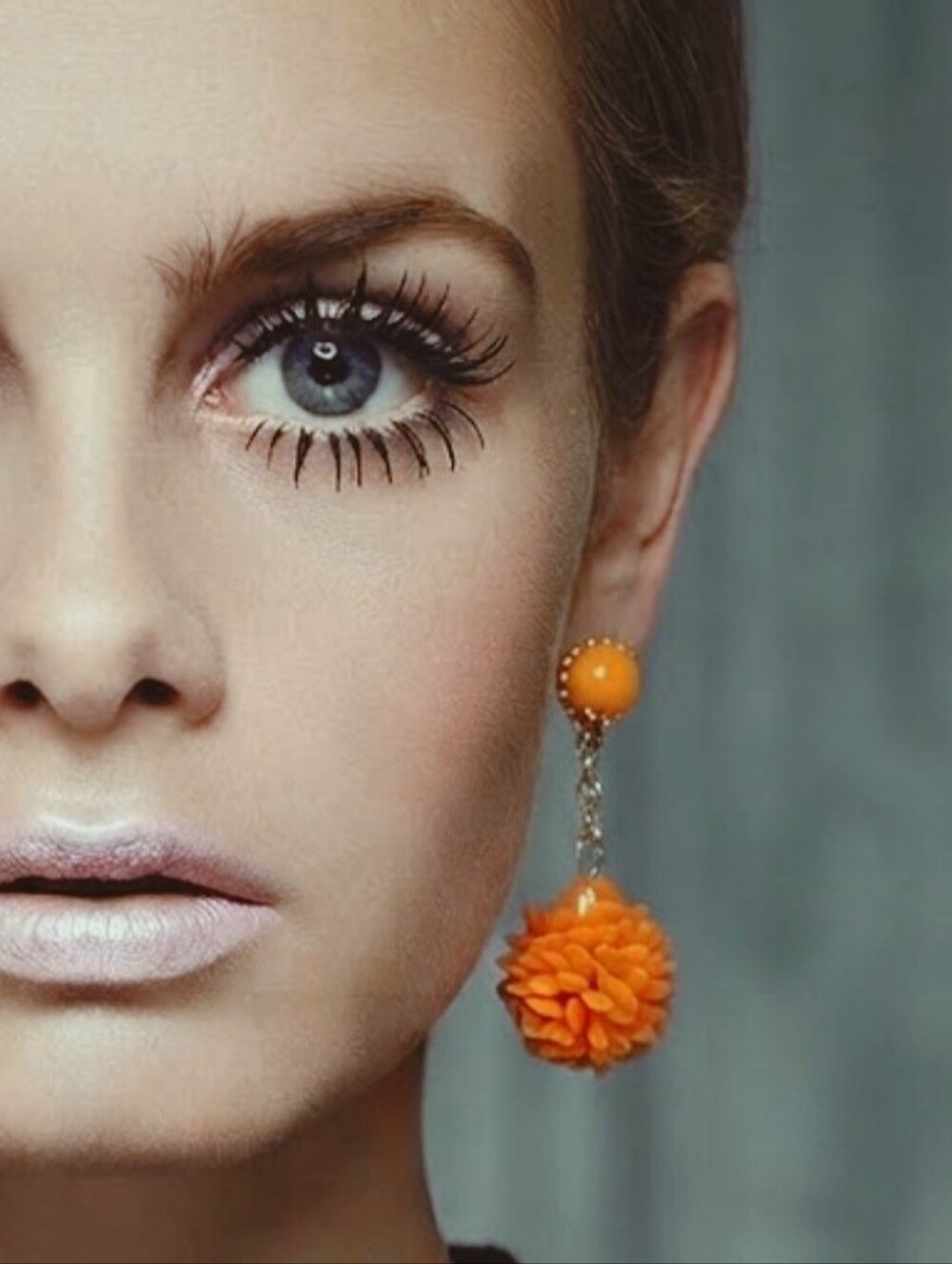 Vintage 60s Mod Orange Drop Clip On Earrings